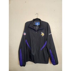 Vintage Reebok Minnesota Vikings Mens Black Purple 1/4 Zip NFL Jacket Size L‎